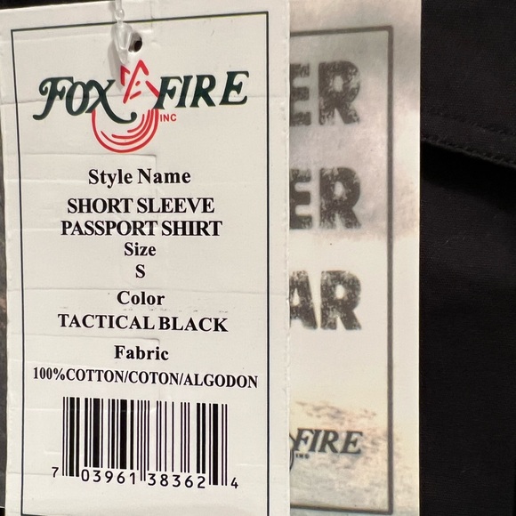 FOXFIRE Thunder River Gear Mens Black Travel Safari Passport Shirt SM NWT - Picture 8 of 9